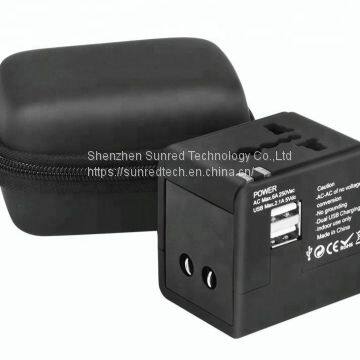 Dual USB Universal Travel Adapter with USA/Australia/Europe/UK Worldwide Plugs Universal Travel Adapter