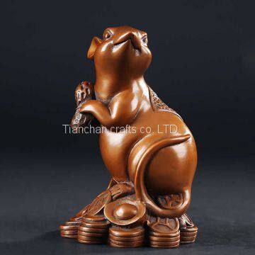 bronze zodiac rat statue 2020, rat statue standing on Gold coins means bring you more money