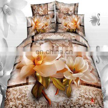 Home textile 3D Bright Golden Flower 100% Cotton Bed Comforter Set , Bedspread , Bedding Set