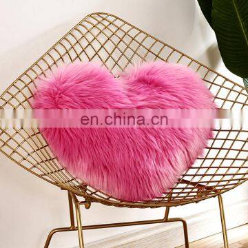 Custom Trendy Square Bolster with fake fur sheepskin pillow 11*22 in