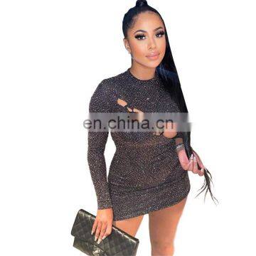 LAITE D2201 Autumn&winter New Arrivals Fashion Hollowing Out Mini Sexy Dress Women Bandage Party Club Dresses photo-2