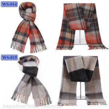 100% Lamb Scarf Strip Solid Plaid Wool Scarf for Men Winter Accessories photo-4