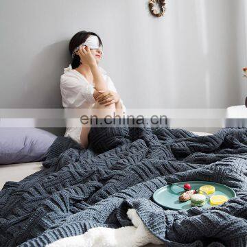 Factory Direct Supply Newest Design Solid Color Two Layers Soft Simply Style Faux Fur and Chenille Plush Chunky Knit Blanket photo-3