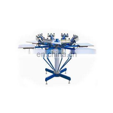 Manual T Shirt 8 Color 8 Station Carousel Screen Printing Machine With Micro Registration