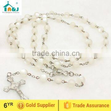 Hot sale Fashion catholic plastic beads rosary with cross charm