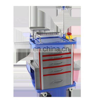 New Design Hospital ABS Plastic Medicine Crash Cart Emergency Trolley for ICU photo-2