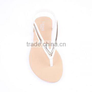 Hot Sale China Wholesale Golden Upper White Slingback Ankle Flip Flop Sandals photo-3