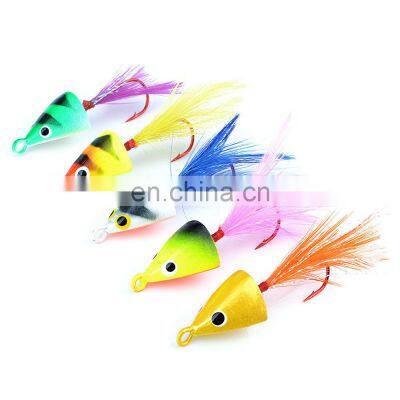 Five in a box 5g Multicolor lure bait lead hook with feather fishing lure