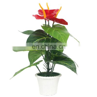 Wholesale natural artificial garden blossom anthurium leaf plants for home  Decoration