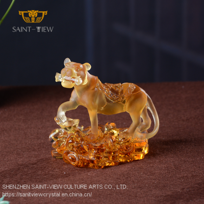 Company Annual Crystal Meeting Gift 2022 Liuli Tiger Year Luxury Marketing Souvenir Sculpture photo-2