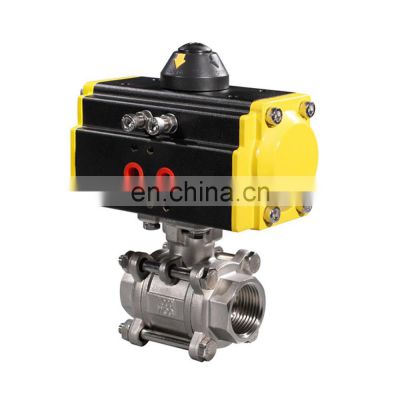 DN25 1inch AC220V Female Thread three pieces Pneumatic ball valve stainless steel pneumatic valve pneumatic actuator