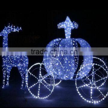 2015 outdoor lighted reindeer and pumpkin cart for xmas