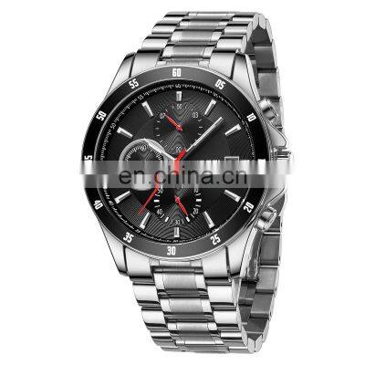2022 NIBOSI Mens Fashion Casual Quartz Chronograph Watches Fashion Luminous Stainless Steel Band Wristwatches for Men Custom photo-2