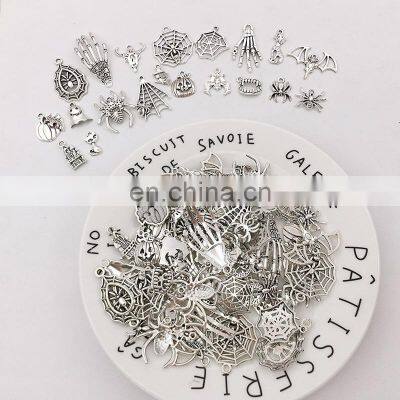 100 Pieces Mix Sale Tibetan Silver Accessories Halloween Ancient Silver Bracelet Accessories Diy Pendant photo-2