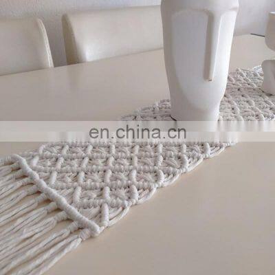 New Arrival White Macrame Table Runner Tasseled, White Table Runner, Wedding Gift Idea Wholesale in Vietnam photo-4