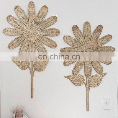 Hot Sale Best Price Daisy Rattan Flower wall decor WIcker Wall decoration Wholesale Vietnam Supplier