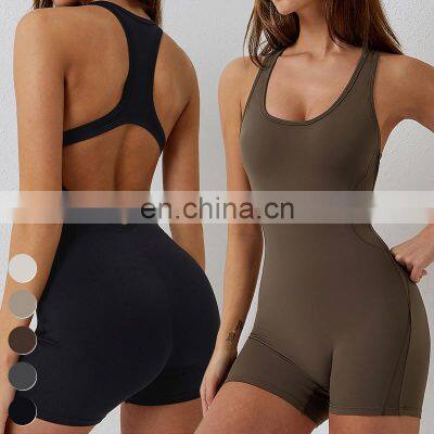 Wholesale Dance Training Wear One Piece Slimming Compression Jumpsuit Workout Bodysuit Fitness Gym Yoga Romper For Women