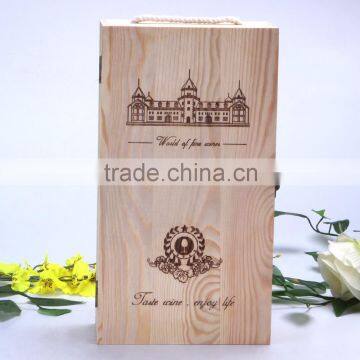 solid wood box wooden wine box for double wine bottles