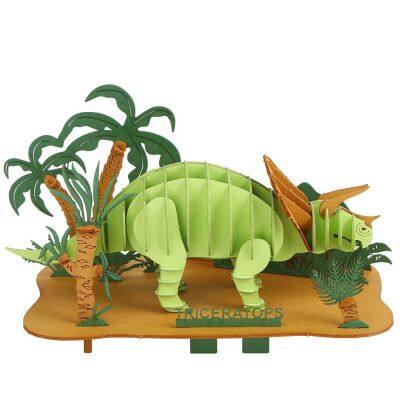 3D Triceratops Paper Puzzles Model Dinosaur Eco-Friendly DIY Easy-to-Assemble Dino Papercraft Kits for Gift&Stationery&Toys Shop photo-2