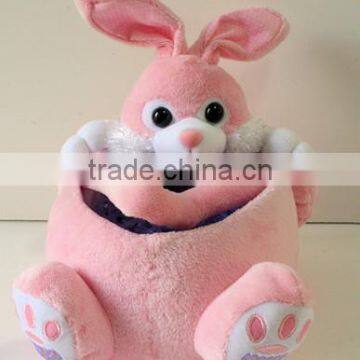 wholesale easter rabbit basket/prink bunny basket/easter plush rabbit baskets