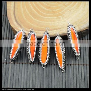 LFD-0040B Wholesale Orange Glass Pave Rhinestone Crystal Connectors Beads Jewelry Finding