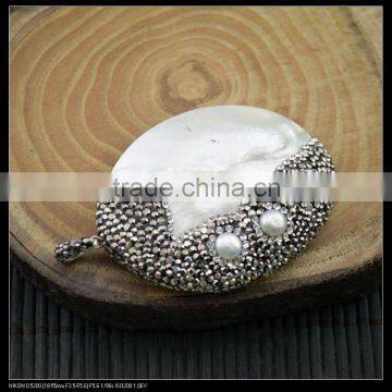 LFD-0044P ~ Wholesale Fashion Jewelry Pendants , Pave Rhinestone Crystal Shell Charms Pendant Beautiful photo-2