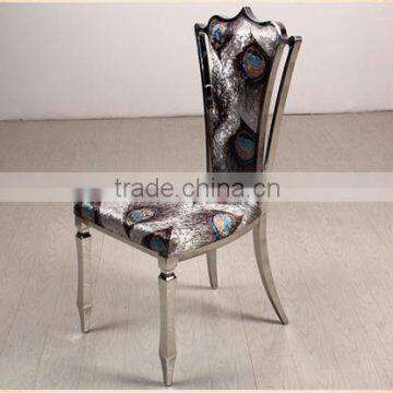 2016 Factory Supply Colorful Fabric Natural Stainless Steel Dining Chair Set