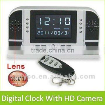 720P HD Digital Clock Camera DVR Support Night Vision + Motion Detection + Remote Control