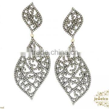 Diamond 14K Gold Jewelry, 925 Silver Diamond Earrings Jewelry, Pave Earrings, Diamond Earrings Jewelry, Diamond Earrings