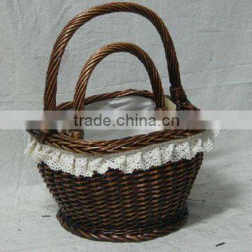 willow basket with fabric