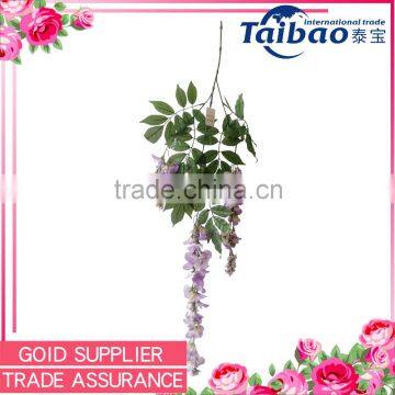 Wedding wall decorative long stem 3 branches purple wisteria flower artificial