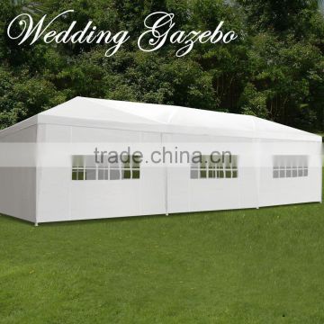 10' x30' BBQ Gazebo Pavilion White Canopy Wedding Party Tent With Side Walls