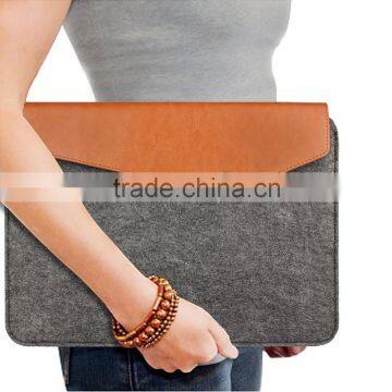 Notebook Felt & Leather Laptop Case sleeve With adaptor case for 13'' 13.3'' 14 inch Macbook