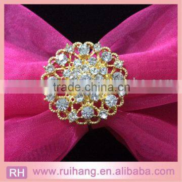 Hot sell gold round diamante rhinestone napkin ring for wedding table decoration