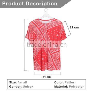 OEM Brand New 3D Print Bandana Red Latest Women Sublimation Printing T-shirt photo-2