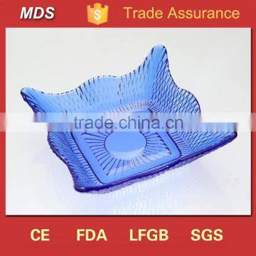 Wholesale dinner plates decorative square blue glass under plate