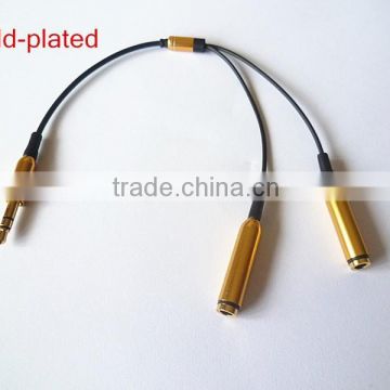 durable gold-plated DC3.5 m to 2*female audio splitter cable