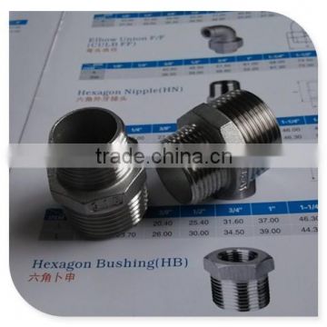 stainless steel hex close nipple 1" NPT SS #150