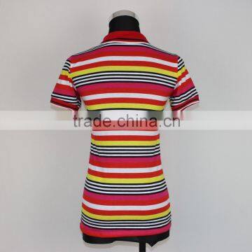 Low Price Good Quality Top Sales Women Custom Striped Polo Shirt photo-3
