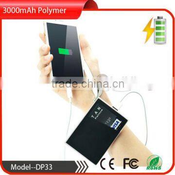  3000mAh polymer battery silicone power banks mini portable pocket credit card power bank with leather rope