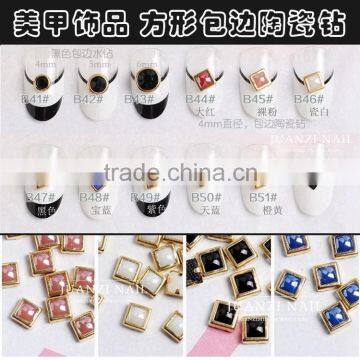 8 colors square nail art pearl with metal edge diy nail art decoration ZX:SP528