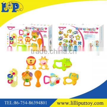 8pcs assorted mini baby rattle set toy with window box