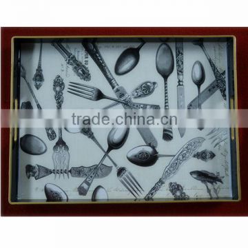 Decorative plastic rectangular serving tray