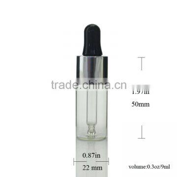 0.3oz Portable Refillable Glass Bottle with Screw On Glass Dropper