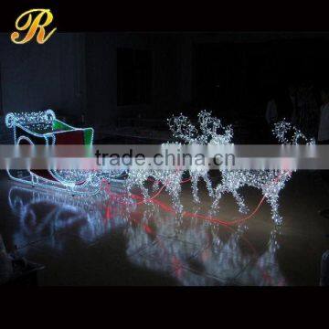 Christmas decoration led light reindeer with sleigh garden statue decoration