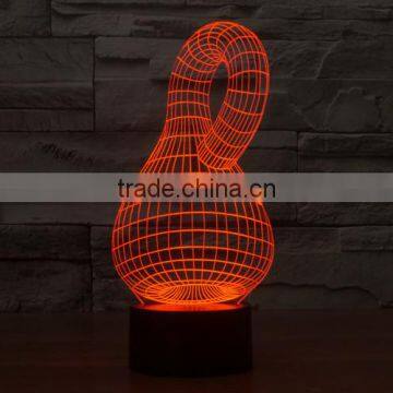 calabash shape 3d optical illusion acrylic led night light lamp touch control + battery operated christmas led lights