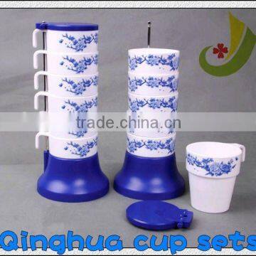 2011 new cup items, Qinghua 6 cup sets, rainbow cup sets