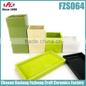 Colorful rectangular glazed simple indoor plant pots