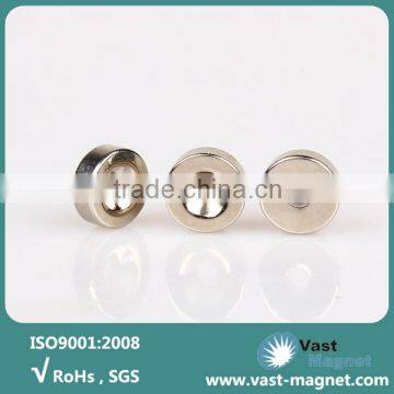 Sintered neodymium magnet with countersunk hole