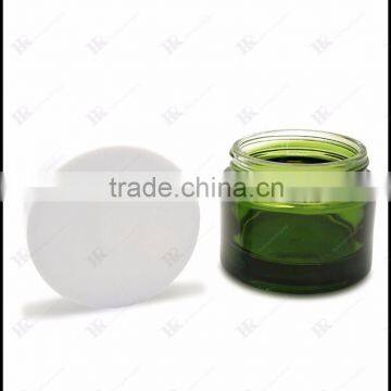 50g white screw cap green glass cosmetic jar